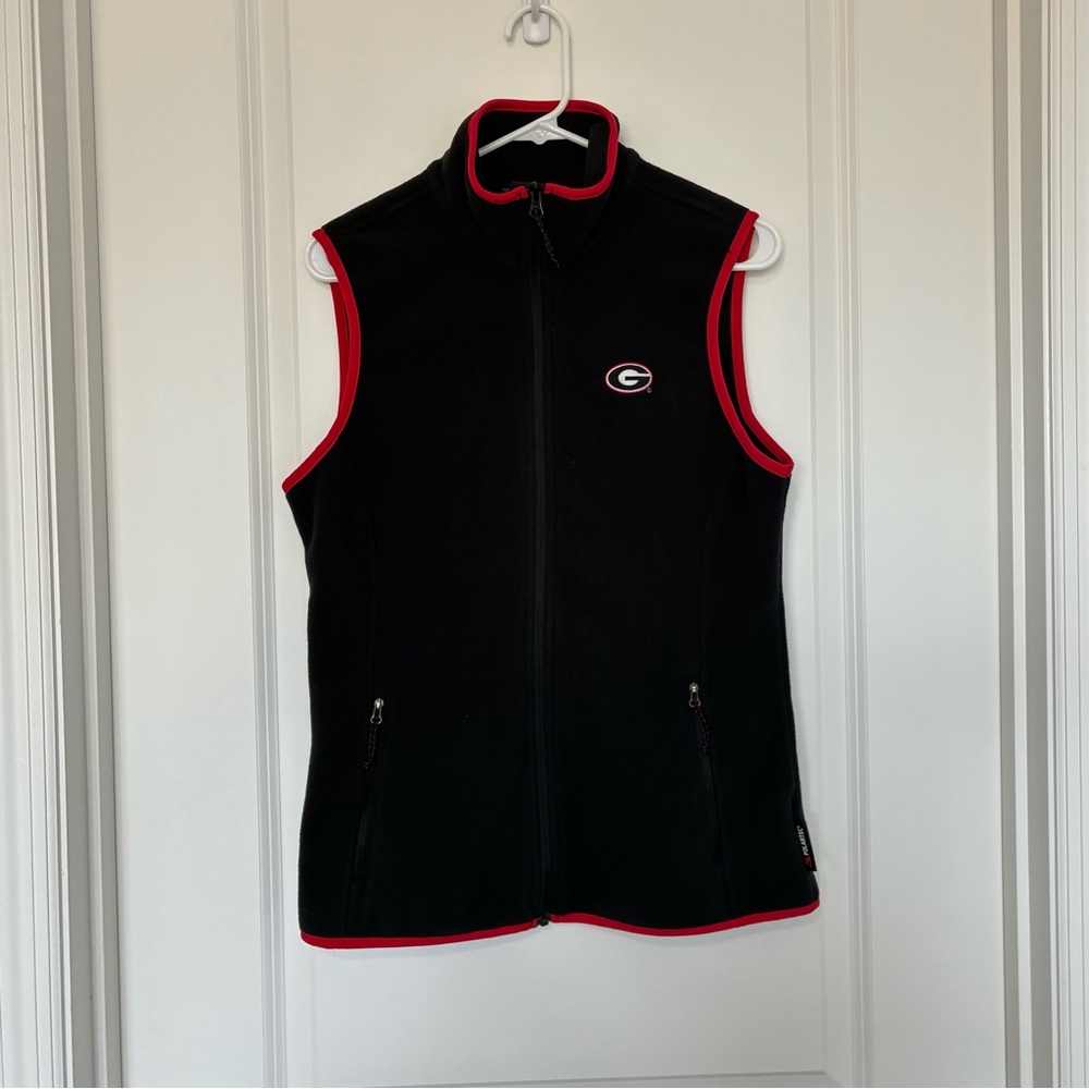 Columbia Black and Red Georgia Bulldog Fleece Vest Women’s Medium Sportswear